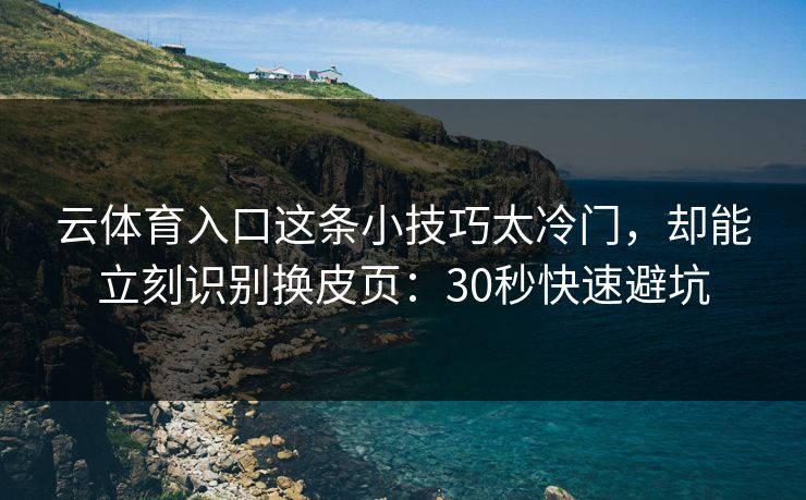 云体育入口这条小技巧太冷门，却能立刻识别换皮页：30秒快速避坑
