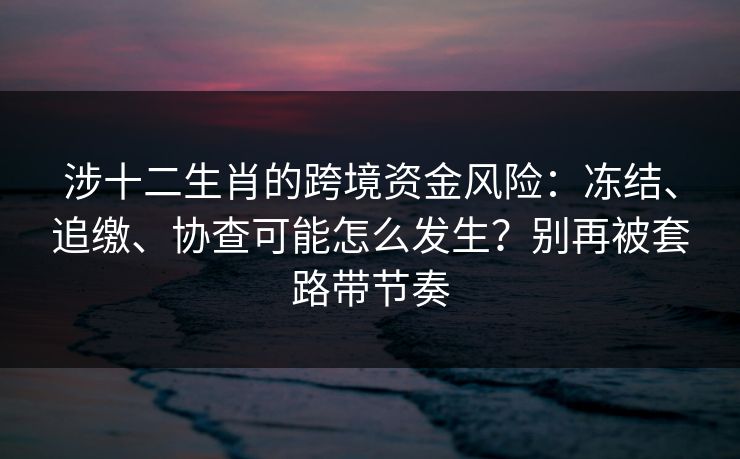 涉十二生肖的跨境资金风险：冻结、追缴、协查可能怎么发生？别再被套路带节奏